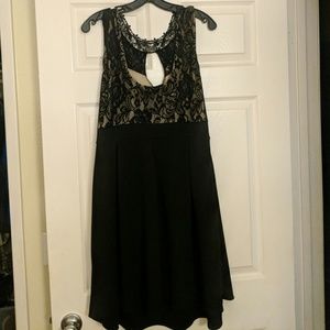 Nude and black skater dress
